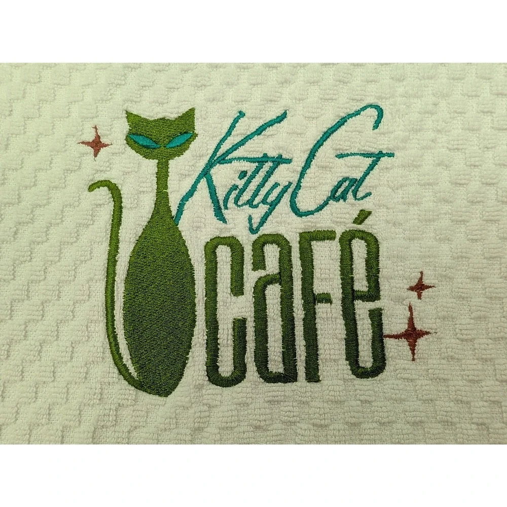 Kitty Cat Cafe Retro Mid Century Modern Atomic Kitchen Bath Hand Bar Towel